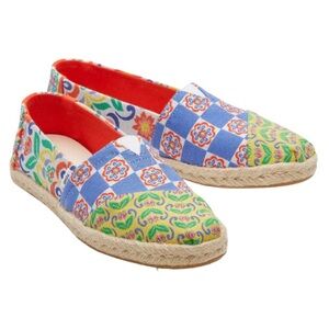 TOMS Alpargata Rope Espadrille Jacquard - Red Multi Mediterranean Tiles